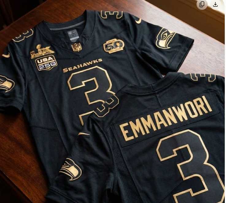 Men Seattle Seahawks #3 EMMANWORI black Nike Limited 2026 NFL Jersey